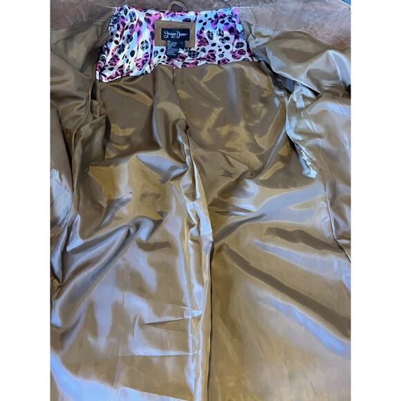 Prosper & Devine Women’s Brown Leather Suede Jacket Large Floral Embroidered - Picture 8 of 10